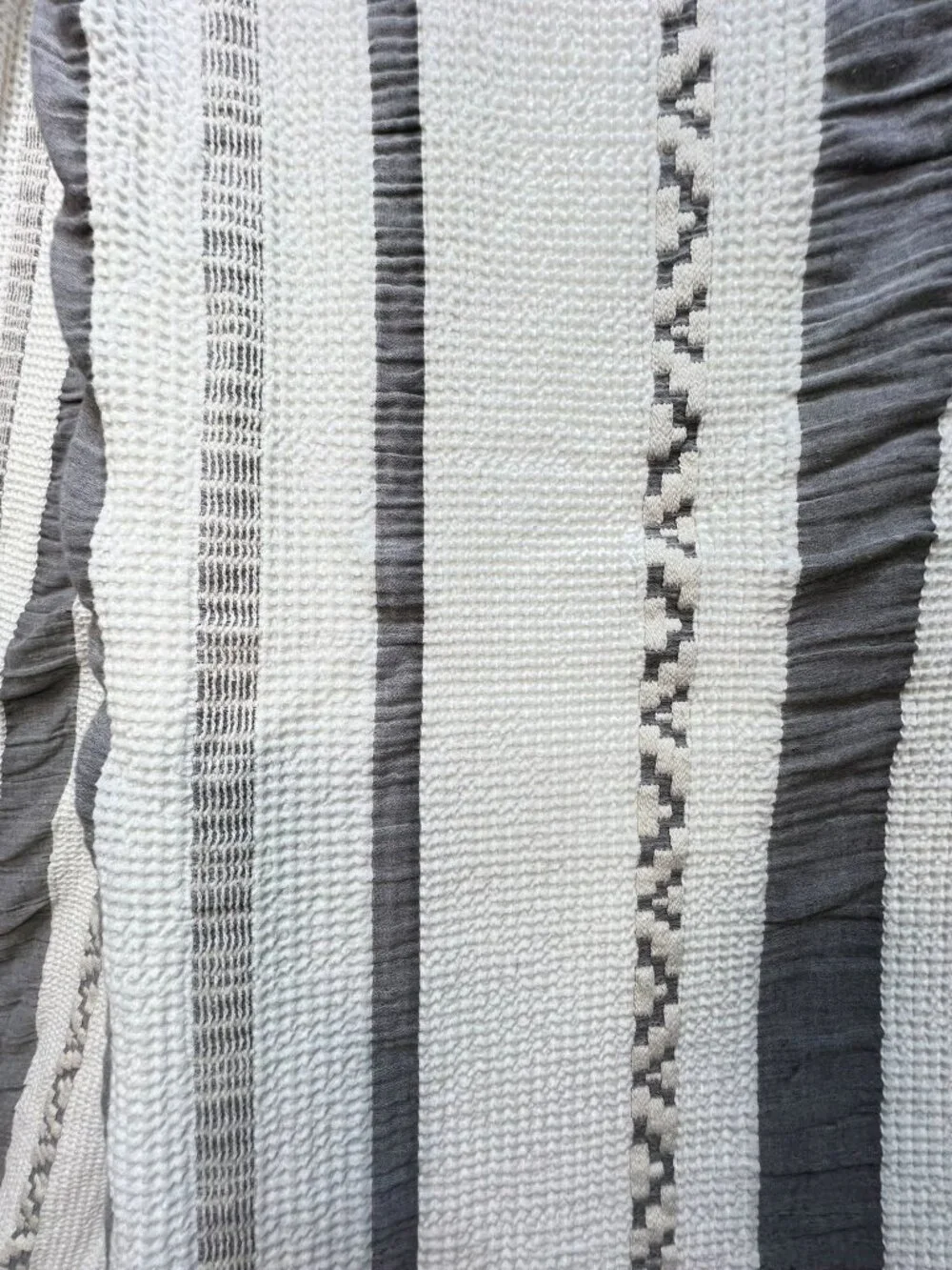 Bedsure Stripe White GentleSoft Cotton Boho Waffle Weave Duvet Cover Zipper